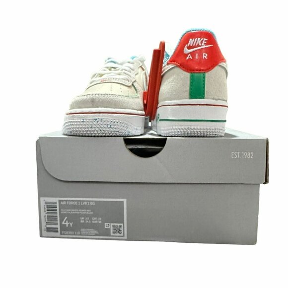🤩Nike AIR FORCE 1 Sz 4Y Grade School LOW LV8 'HOLIDAY COOKIES GS FQ8350-110 New - Picture 8 of 15
